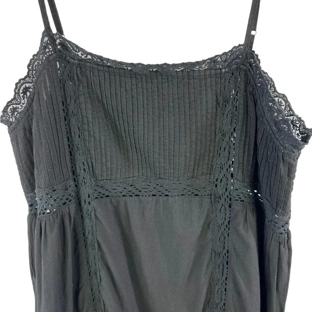 Free People 100% Cotton Black This is‎ It Slip Midi Dress size Medium Whimsigoth - Picture 5 of 10